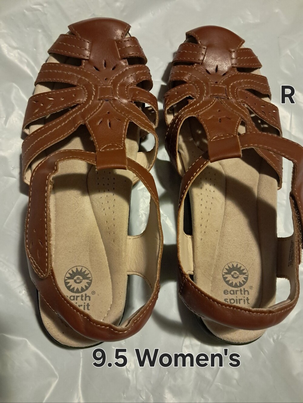 Earth Spirit Brown Leather Strappy Women's Sandals Size 9.5 Like New